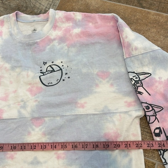 Disney Star Wars Tie Dye Spirit Jersey Grogu Long Sleeve Shirt Spellout Size L - Picture 6 of 7